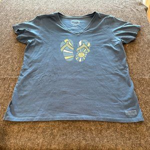 Womens Life is Good Blue short sleeve Tee Shirt  E3